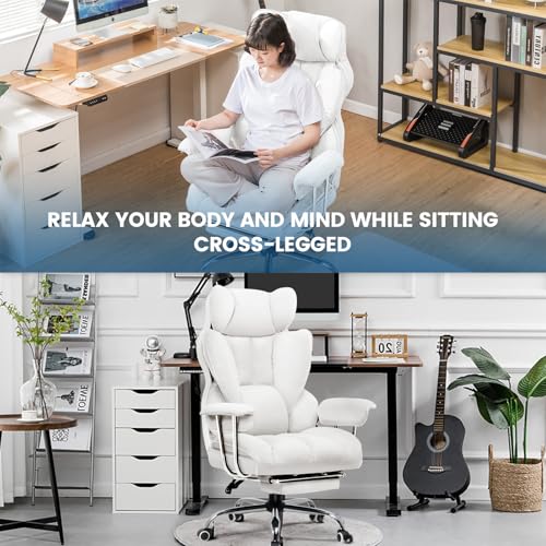 Sedia Gaming Ergonomica Sedia da Gaming Reclinabile Sedia Ufficio con Poggiapiedi Sedia Gamer Schienale Regolabile per Lavoro e Gioco Bianco - Sedia gaming - Immagine 5