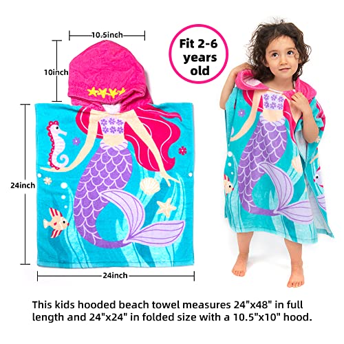 Toddler-Hooded-Beach-Towel-Coverup-Cape-Kids-100-Cotton-Soft-Quick-Dry-Absorbent-Use-for-Swim-Pool-Bath-Poncho-Towels-for-2-to-6-Years-Old-Children-Size-24x-47-in-Full-Length-Fancy-Mermai 519UGC8L7VL