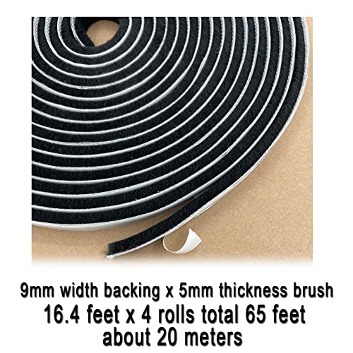Image of Window Weather Stripping Brush for Sliding Door Frame Pile Self Adhesive Weather Strips, Sealing Strips, Soundproofing (19.8m x 11 /32 Back x 3 /16 Brushinch, Black)