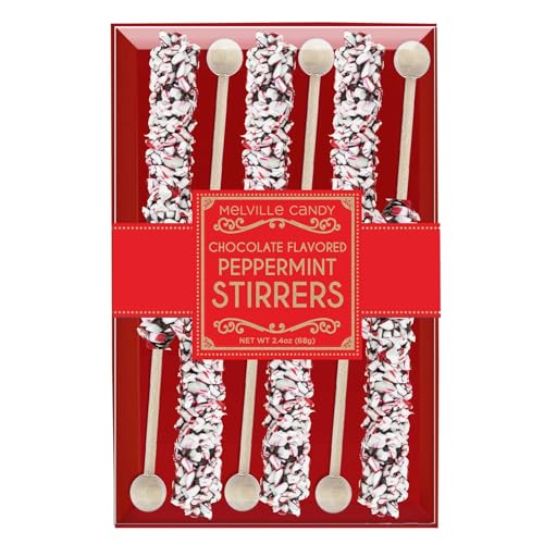 Melville Candy Chocolate Stirrers, Peppermint Dark Fudge - 6 Count