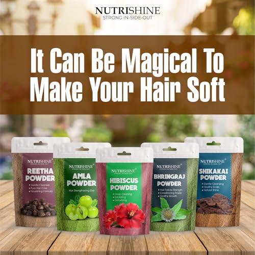 NUTRISHINE Hair Pack Combo Amla, Reetha, Shikakai, Bhringraj Hibiscus Powder Hair 20gm Each