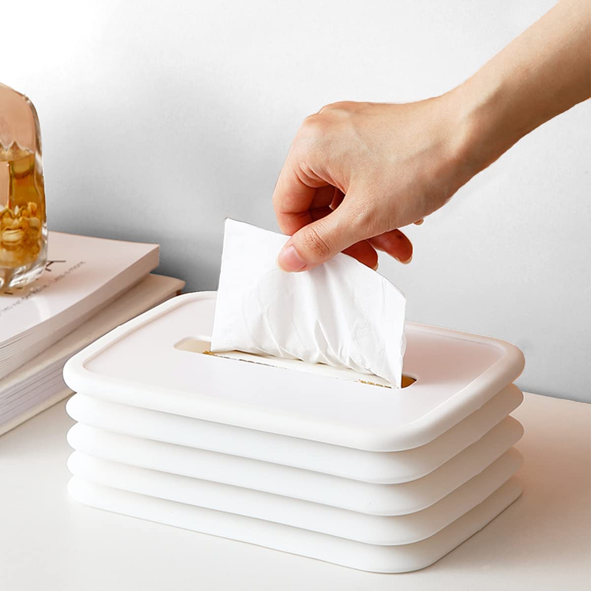 NC PawU Rectangular Silicone Facial Tissue Paper Cover - White