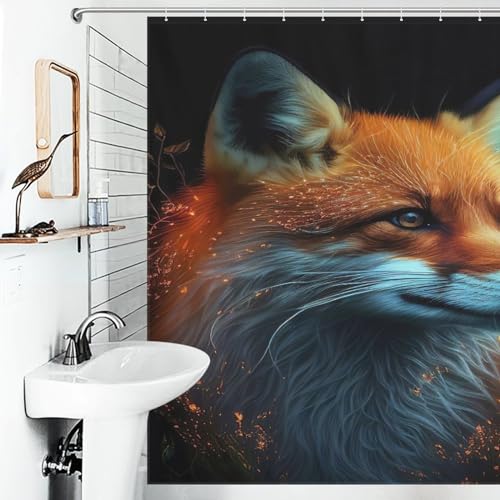 Rideau de douche renard en polyester imperméable 183x183 cm avec 12 crochets