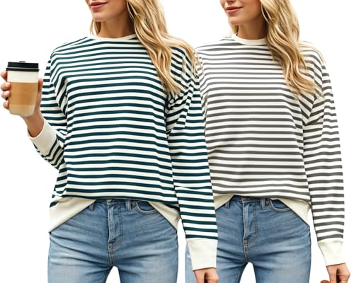 Image of VIMAL JONNEY Women Striped T-Shirt || T-Shirt for Women || Full Sleeve T Shirt || T-Shirt-VIMAL640620