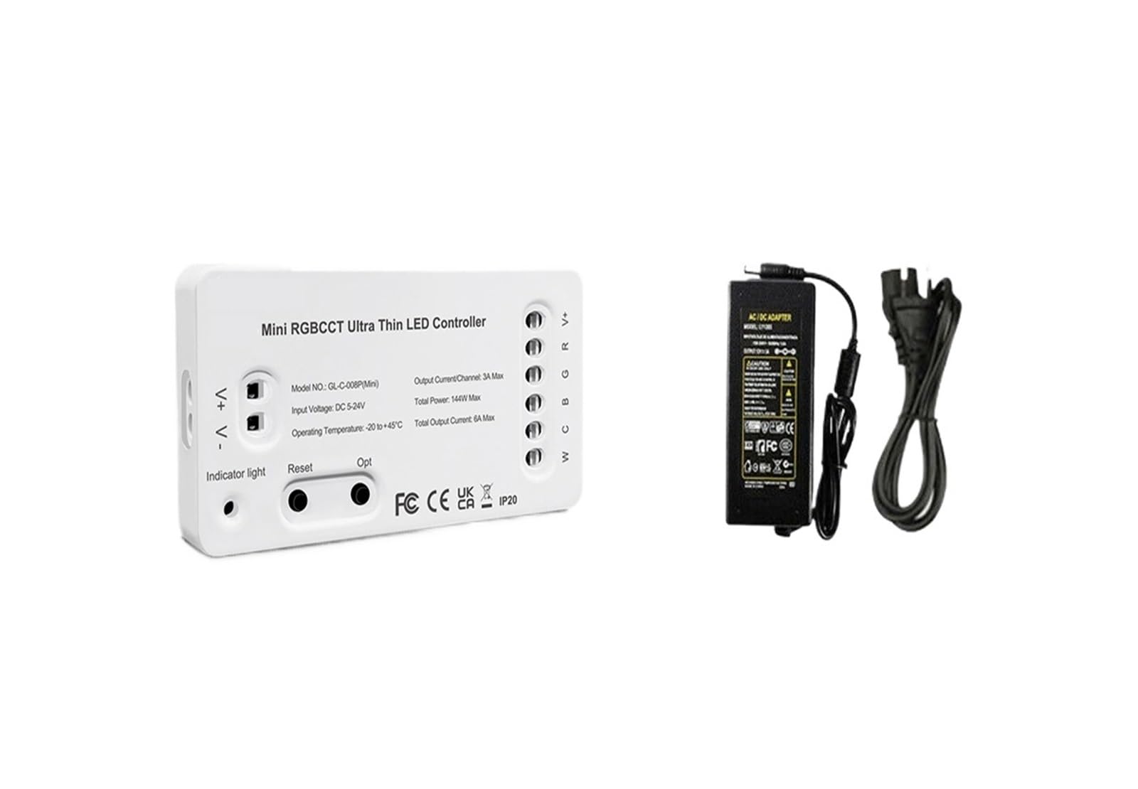 5M 10M Mini 3.0 RGBCW Striscia LED 12V 5050 RGB + CCT Dimmerabile flessibile Controller LED for luce decorativa Dimmerabile(Waterproof,10m Full Kit,US Plug)