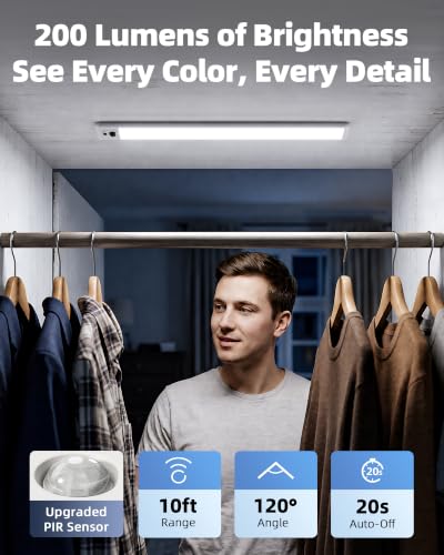 Image of EZVALO 6 Pack Under Cabinet Lights, 14.5'' Magnetic Motion Sensor Light, 4000mAh Rechargeable Closet Light with Remote & Timer, Dimmable 5700K Cool White for Kitchen, Closet, Stairs, Hallway