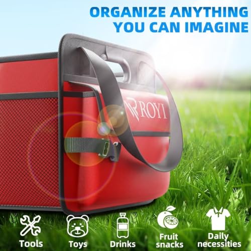 Upgraded Car Trunk Organizer Collapsible Portable Cargo Storage with Tools Grips 3 Large Compartments and Upgraded Handle Trunk Organizer Compatible with SUV Car Truck Auto