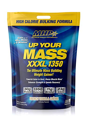 MHP UYM XXXL 1350 Mass Building Weight Gainer, Muscle Mass Gains, w/50g Protein, High Calories, 11g BCAAs, Leucine, French Vanilla Creme, 16 Servings
