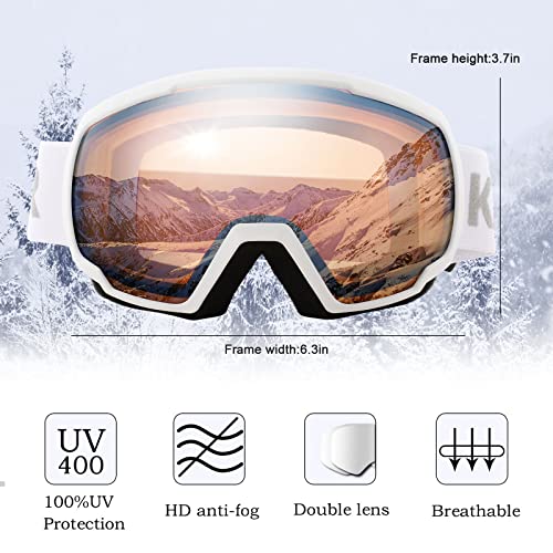 Karsaer Ski Goggles Anti-Fog Snowboard Goggles Otg Uv400 Snow Goggles Spherical Dual-Lenses For Men Women Youth K7148 #TOP3