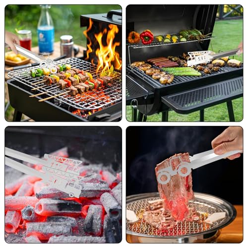 XCRPRT Grillpinzette 2 Stück, Grillzange Motiv Traktor, Grillzanges Motiv Feuerwehr Leiterwagen, Grillzange Feuerwehr, Geschenkidee, Landwirt Geschenk, Spülmaschinengeeignet(Silber)