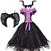 MFFACAI Costume da Strega Malefica Costume Ragazze Vestito Lungo Cosplay Regina delle tenebre Vampira Vestito da Partito Tutu Tulle Gonna Viola Vestito Costume di Compleanno Regalo di Halloween