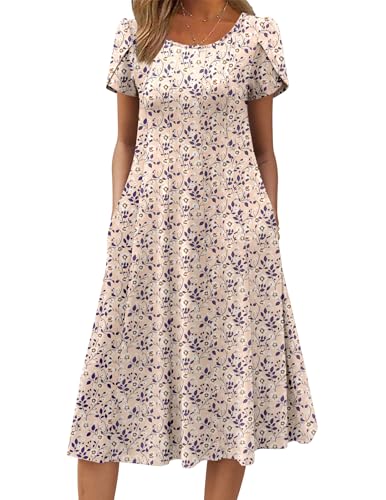 Image of ZEAGOO Womens Casual Dresses for Summer Short Sleeve Flare Midi Dress Loose Flowy Beach Sundress