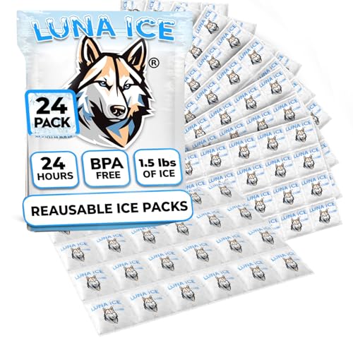 LUNA ICE Dry Ice Packs for Shipping Cubes - Long Lasting ice Packs - 24+ Hour Freeze Power - BPA Free - 24 Pack Bulk 1.5 lb – Hielo Seco - Reusable Gel Bricks for Food