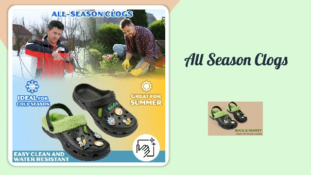 Rick & Morty Men\'s Black & Green Slip-On Clogs Rick and Morty men main image 4
