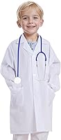 Vista 3 de Bata de laboratorio de médico científico para niños, disfraz de médico para niños, abrigo de médico para niños pequeños, disfraz de juego de roles