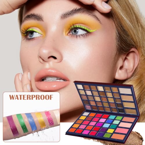 BUTBU Spotlight paleta cieni do powiek, 68 kolorów, profesjonalna paleta cieni do powiek, matowe i połyskujące, wysoko pigmentowane cienie do powiek, na urlop i do codziennego makijażu