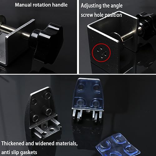 Image of Aluminum Adjustable C -Clamp Dual Direction, Support Clamp Bracket For Tabletop Clamp Bracket, Sdjdhej 2Pcs Desk Partition Clamp Support (Blac)