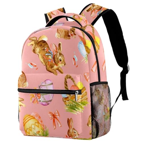 Sac à dos d'école lapin de Pâques multicouleur 29.4x20x40cm pour ados et filles