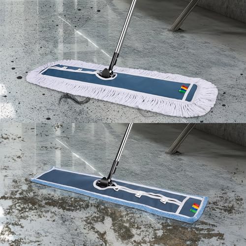 MASTERTOP Industrial Mop, Extra Large Floor Mop with Microfiber & Cotton Pad, Heavy Duty Flat Mops Commercial Dust Mop for Cleaning Office Garage Mall Hotel Home Floors by MASTERTOP - Image 4