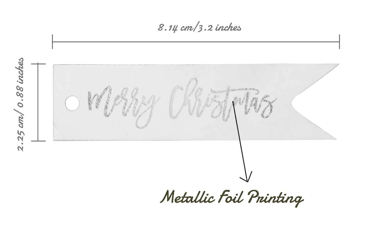 Srebrna folia papierowa zawieszka 'Merry Christmas' zawieszki upominkowe 50 sztuk