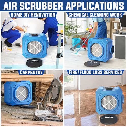 Commercial HEPA Air Scrubber – 3-Stage Filtration with MERV-10 & Carbon Filters – Stackable Negative Air Machine for Industrial, Construction & Home Use,blue by WEWEAL - Image 5