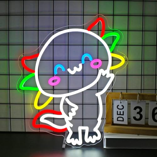 Image of Axolotl Neon Sign, Neon Signs for Wall Decor Neon LED Signs Room Neon Light Up Signs Home Decor for Bedroom Club Party Bar Shop USB Operated
