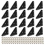 QUARKZMAN 20 Piezas de Soportes de Esquina en Ángulo 66mm x 66mm Escuadras de Acero Laminado en Frío con Tornillos para Reforzar Bordes de Escritorio o Cama (Negro)