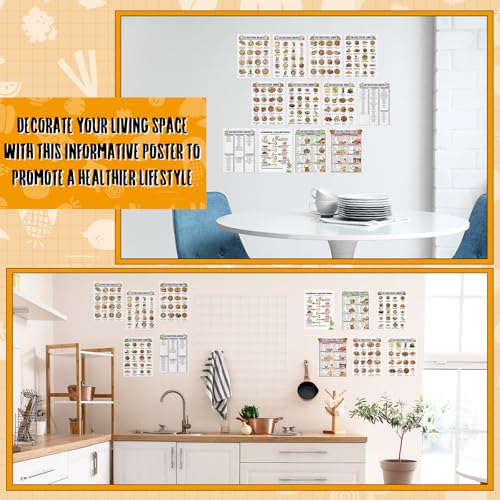 Image of Sinload 12 Pcs Cholesterol Lowering Food List Poster List Foods to Lower Cholesterol Grocery Guide High Fiber Diet Chart Kitchen Wall Decor