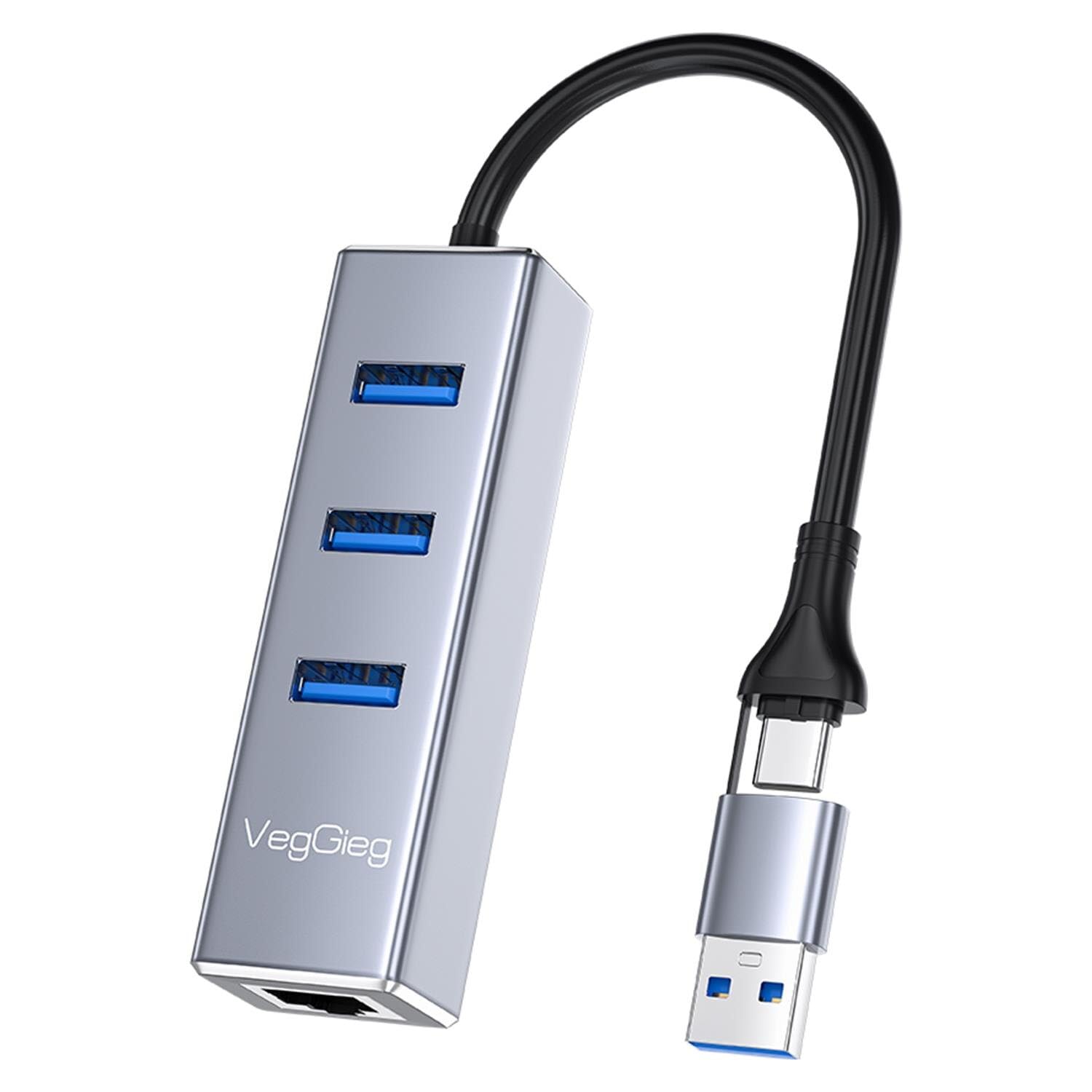 USB ve Type-C Gigabit Ethernet Adaptörü 3 Port USB 3.0 Çoklayıcı Hub