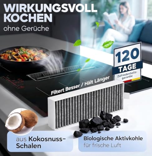 Kf3tec® Aktivkohle Filter Dunstabzugshaube [4 Stück] Siemens HZ9VRCR0, Bosch HEZ9VRUD0, Bosch Siemens 17004796, Neff 17004806 + Z821VR0… – Ansicht 3