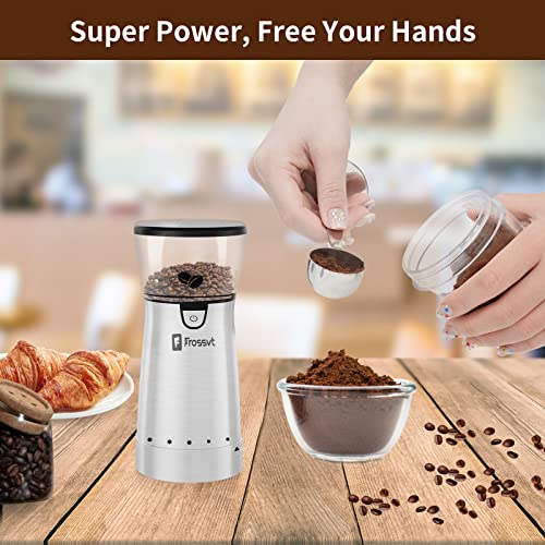 Frossvt Electric Burr Coffee Grinder, Portable Coffee Grinder With Ceramic Grinding Core, 5 Adjustable Precise Grind Settings For From Espresso To French Press, Stainless Steel/Black #TOP4