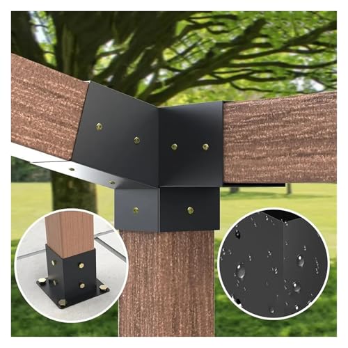 Slanted Roof Pergola Brackets Wall Mount with Hardware 4x4 Inch Porch Gazebo Home Garden Shade Accessories and Parts(A) - Image 2