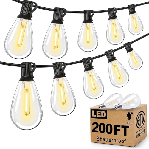 Tenmiro 200FT Outdoor String Lights, Ultra Long LED Patio Lights with Shatterproof High Brightness S11 Edison Bulbs, Outside Hanging Light Waterproof for Backyard Deck Porch Party Decor 2700K