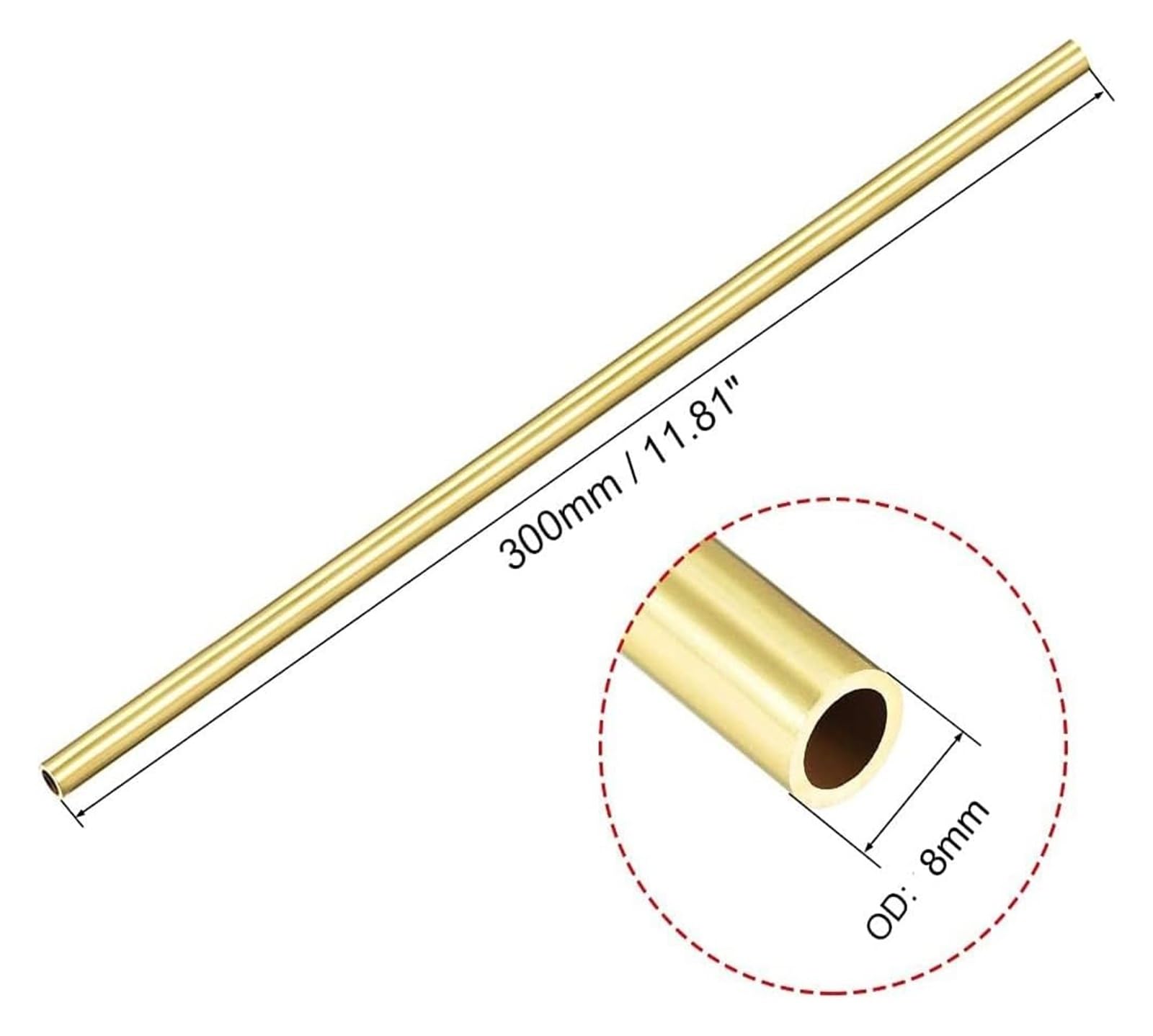 Tubo tondo in ottone senza saldatura Diametro 2 mm 3 mm 14 mm 16 mm 18 mm 20 mm Lunghezza 200 mm 300 mm 500 mm Taglio(500mm 14x12mm)