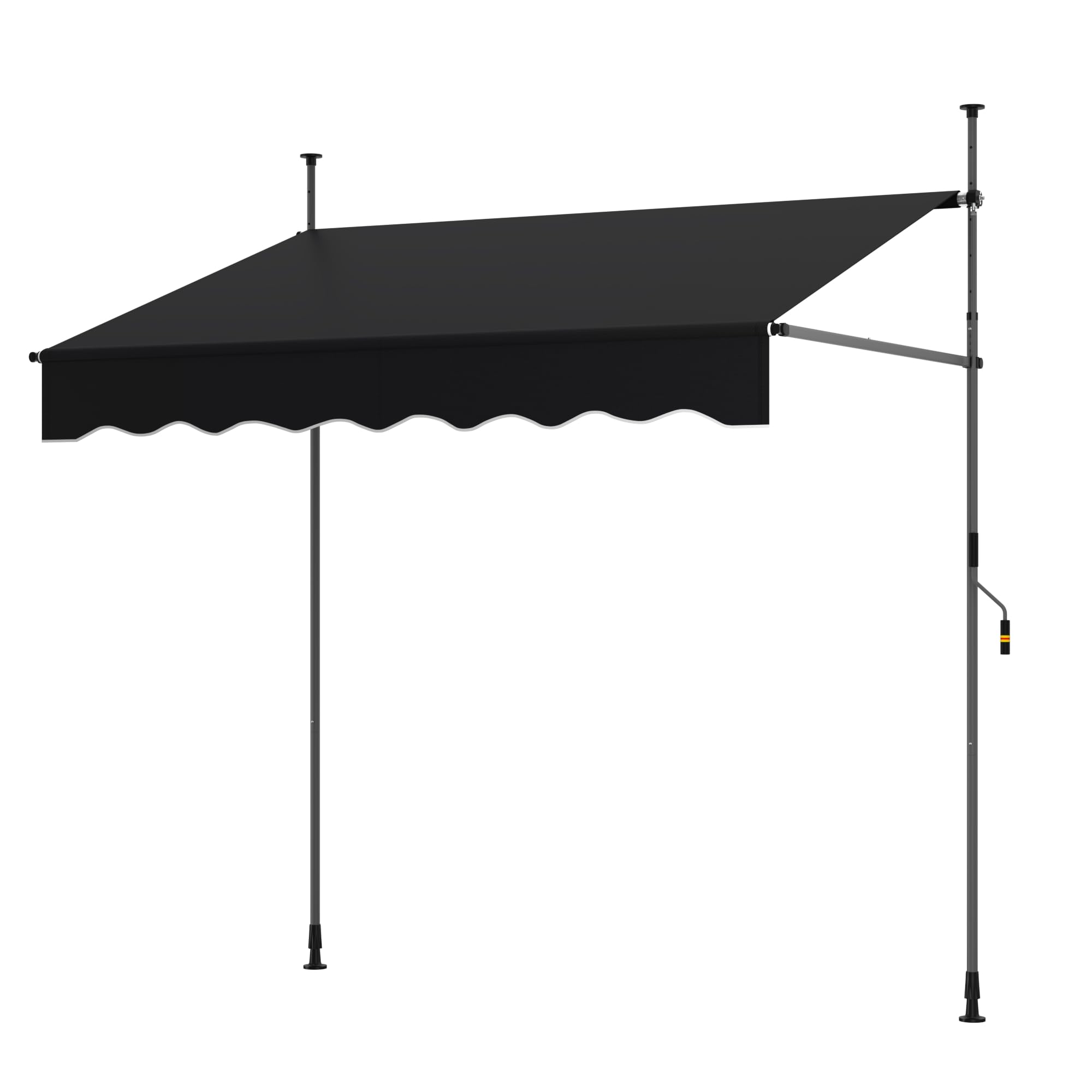 GOPLUS Toldo Retráctil Manual, Toldo Enrollable con Manivela, Altura y Ángulo Ajustables, Protección Solar, Toldos Exterior Terraza sin Perforación, para Balcón Jardín Patio (2x2,3m,Negro)