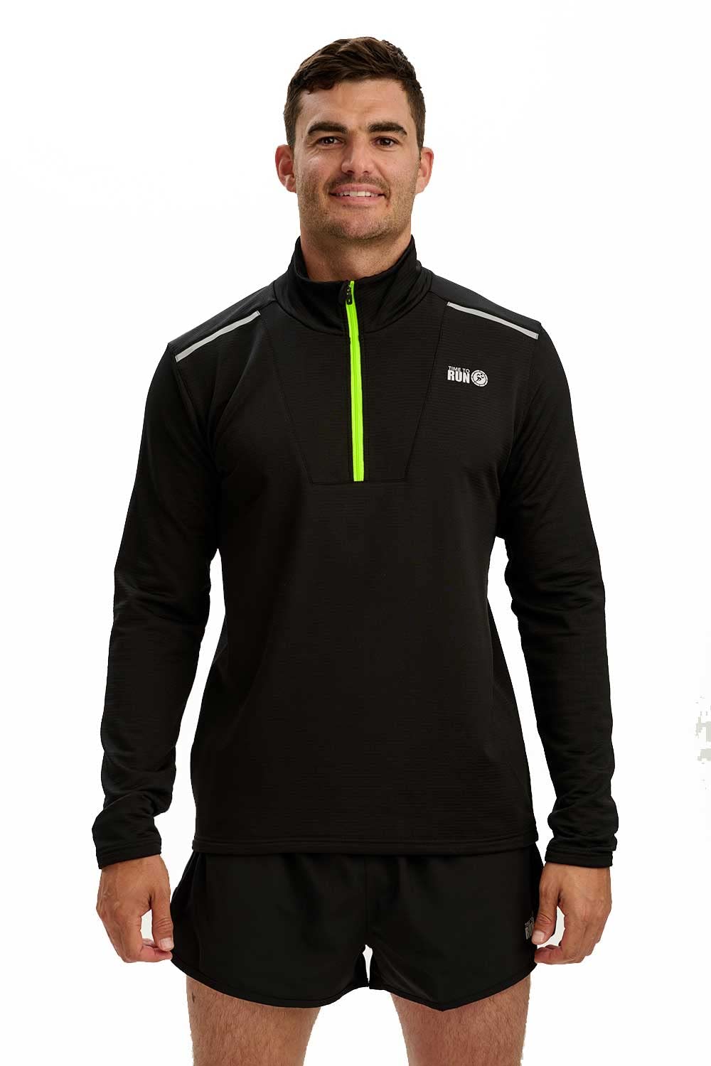 Time To RunMen's Long Sleeve Quick Dry Thermal Lightweight Grid Zip Neck Running/Training/Warm Up/Sports/Fitness Top