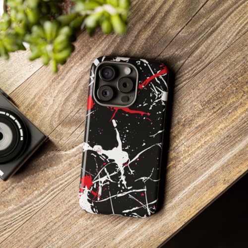 Coque iPhone 15 Pro évitez les rayures avec style abstrait rouge - 3