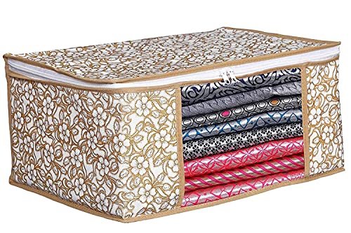 Image of IMMERSE Non-Woven Saree Cover Storage Bag With Transparent Window /Cloth Covers With 2 Premium zip /Saree Organizer for Garment Covers with a capacity of up to 8 sarees (Pack Of 6)