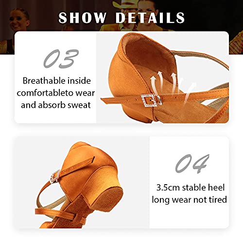 Girls Latin Dance Shoe Satin Salsa Ballroom Low Heel Practice Dance Shoes,Model WLLD283