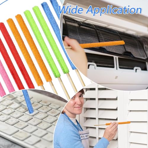 Image of 12 Pcs Mini Dusters for Cleaning Microfiber Detail Duster Sticks Fan Cleaning Brush Crevice Cleaning Tool AC Vent Cleaner Fan Blade Cleaner Dusters for Home Car Window Blind
