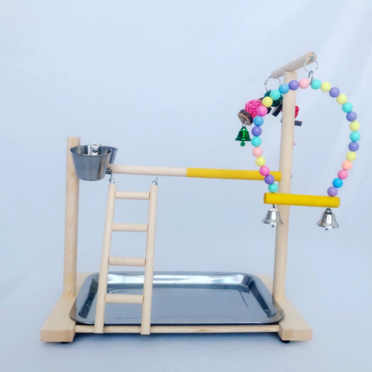 Vogelspielplatz und Edelstahl Papageien Stehgestell mit Sitzstangen und Schaukel Einfach zu Montieren für Büro und Zuhause 1 Satz Vogelzubehör Zufällige Farbe