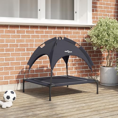 Teenpull Cama elevada para perros con techo extraíble, tamaño M, marco de acero, para perros medianos en interiores y exteriores