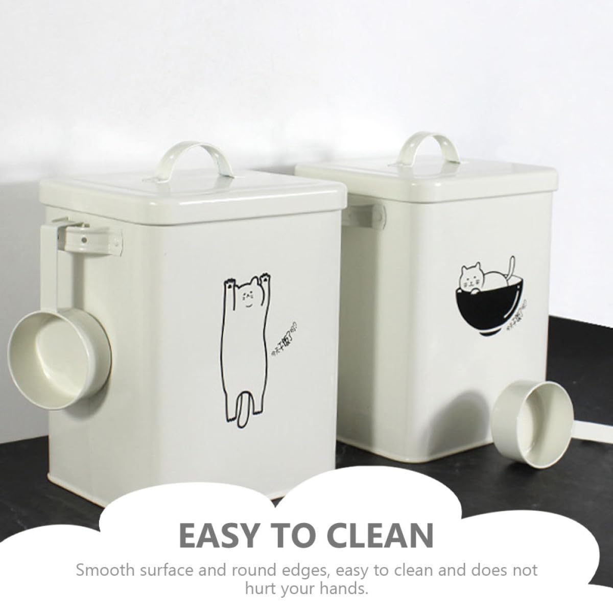UKCOCO Contenedor para Comida de Perro de Hierro Diseño Sellado y Superficie Lisa, Cubo Multifuncional Blanco para Almacenamiento Seguro de Alimentos para Mascotas