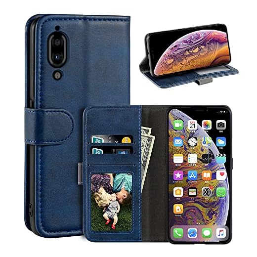 Funda para Sharp Aquos S2, funda magnética de piel sintética estilo cartera para teléfono de negocios, funda con tapa para tarjeta y función atril para Sharp Aquos C10 de 5.5 pulgadas, color azul