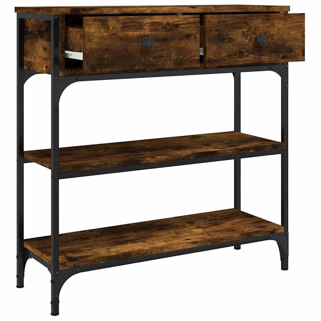 vidaXL Table Console, Table d'Entrée avec Rangement, Table de Couloir, Table d'Appoint Salon Salle de Séjour Maison Intérieur, Industriel, Chêne Fumé Bois d'Ingénierie