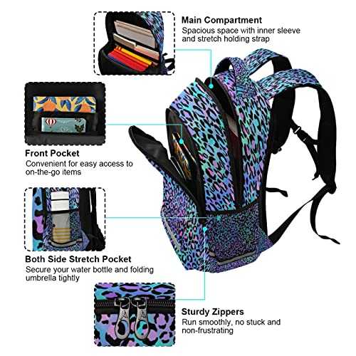 Xigua Students Backpack Boy Girl School Bookbag,Fashion Color Leopard Print Waterproof 15In Laptop Backpack For Children Outdoor Camping Travel Daypack Casual Bags #TOP4