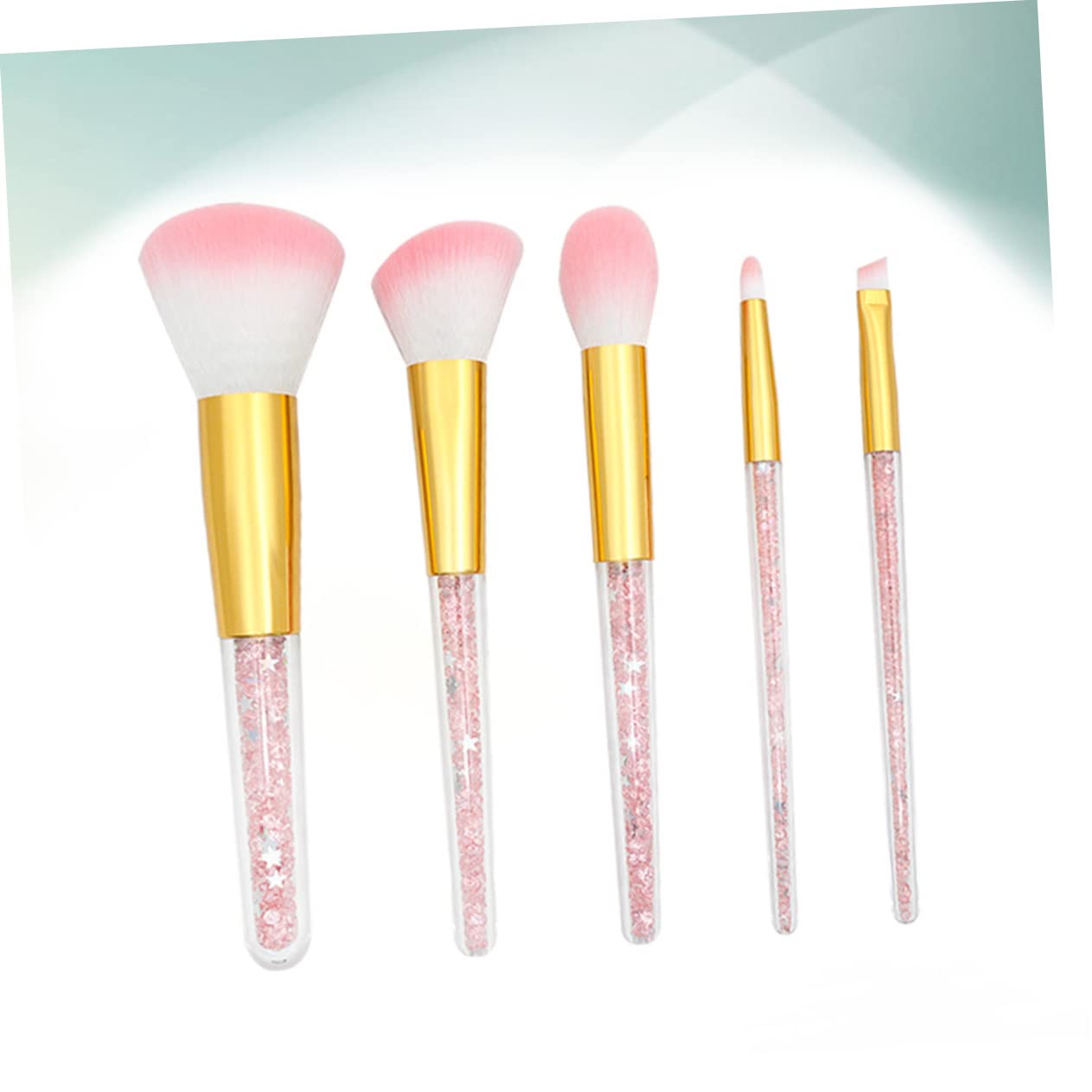 Healeved 15piezas Pinceles De Maquillaje Mango Transparente Brochas Para Base Líquida Polvo y Cejas Accesorios Cosméticos Para Mujeres