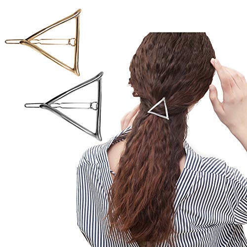 Joyci 2pcs Hollow Triangle Lip Hair Pin Bobby Pin Headwear Hair Clip Women's Barettes (Triangle 2p)