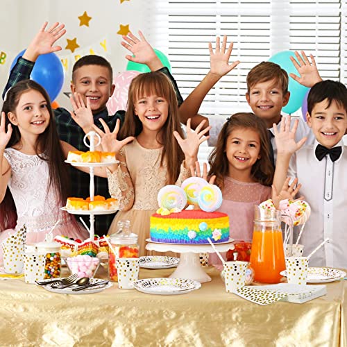 560 Pcs White And Gold Party Supplies For 80 Guests Disposable Dinnerware Set White And Gold Disposable Paper Plates Napkins Cups Forks Knives Spoons For Birthday Wedding Graduation Baby Shower #TOP6