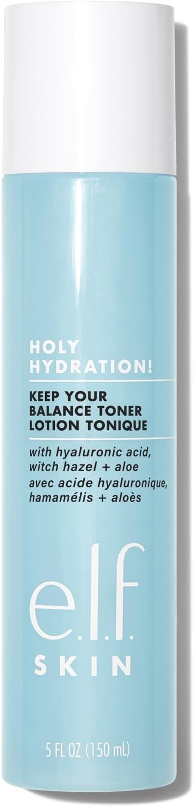 e.l.f. SKIN Keep Your Balance Toner, Gentle, Refreshing, Anti-Inflammatory, Removes Makeup & Impurities, Hydrates, Cleanses, Soothes, Infused with Hyaluronic Acid, Witch Hazel and Aloe
